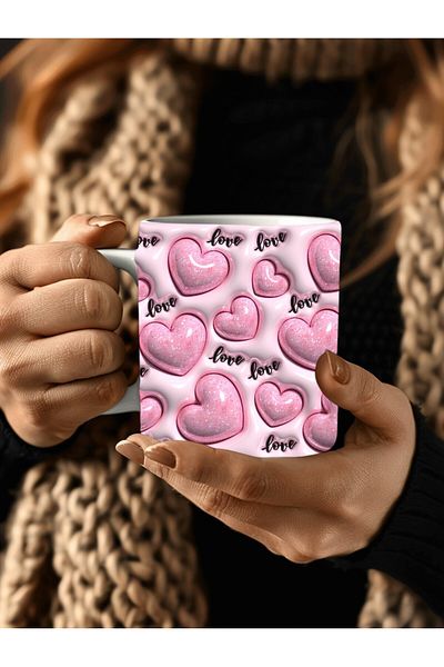 Evion Heart Printed 3D Design Ceramic Mug - Gift Mug