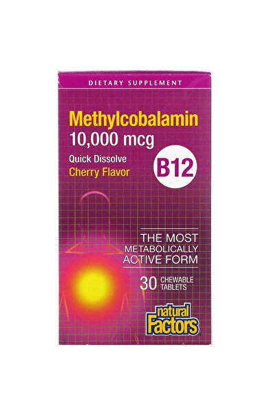 Natural Factors ميثيل كوبالامين ب12، 10000 ميكروجرام، 30 قرصًا قابلًا للمضغ