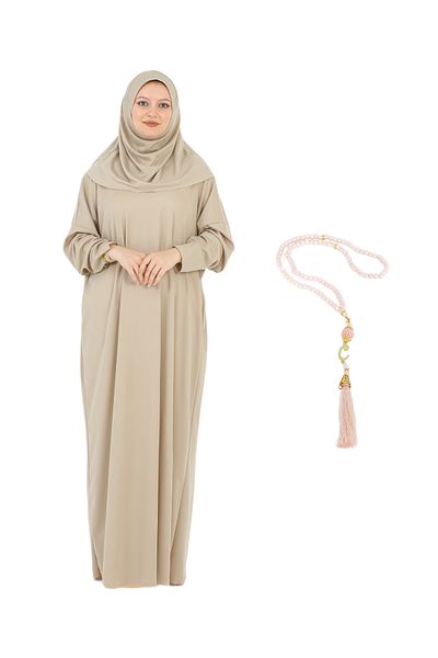 Modish Group Elegant Prayer Dress and Turban - Rosary and Shawl Set, Muslim Abaya Clothes