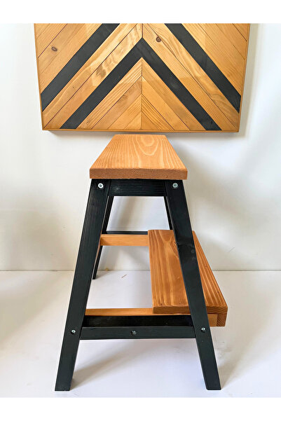 Handmade Siyah-kiraz Basamak Tabure, Basamak Tabure, Ahşap Basamak Yükseltici,