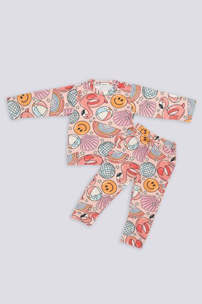 babynup طقم بيجامة أطفال ناعمة منقوشة باللون الوردي لحفلات السباحة