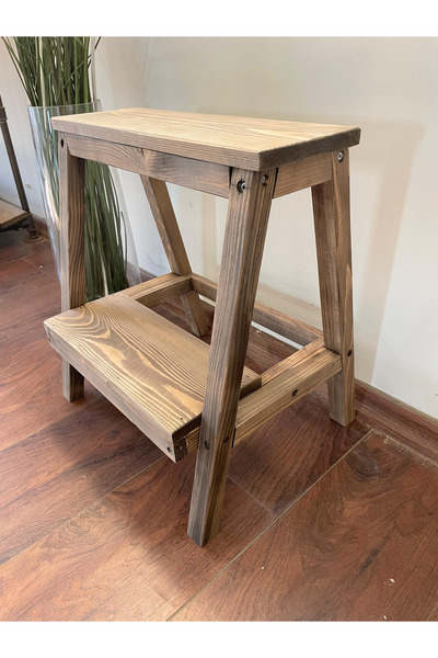 Handmade Ceviz Basamak Tabure, Basamak Tabure, Ahşap Basamak Yükseltici