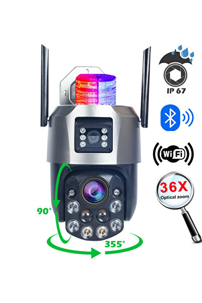 Venas 36X Optik Zoomlu Çift Kameralı Wifi kablosuz ip 8 Mp Full HD Hareketli Güvenlik Kamerası