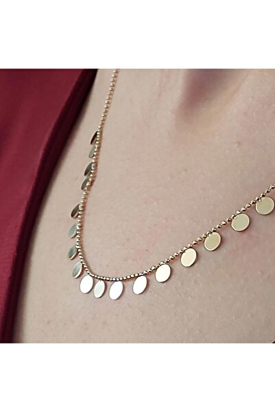 Altınbeyi Altınbeyı Top Zincirli Pullu Kolye 14 Ayar Altın 3.35 Gram