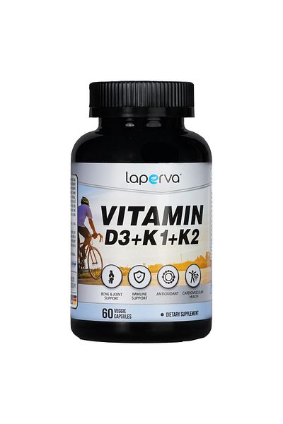 Laperva Vitamin D3 + K1 + K2, 60 Veggie Capsules