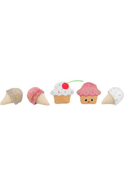 Trixie Cat Toy, Ice Cream and Cake Shaped, Plush, 7cm with Catiod Zrnet
