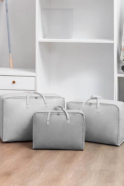 Nanteks Anthracite 3 Size Quilt, Pillow and Clothing Storage Set