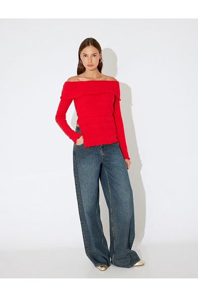 Koton X Inji - Madonna Collar Blouse Long Sleeve Off the Shoulder
