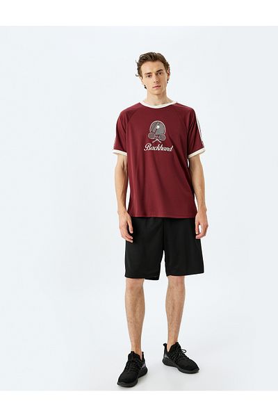 Koton Tricou sport supradimensionat cu mânecă scurtă, cu mânecă scurtă, cu imprimeu de tenis