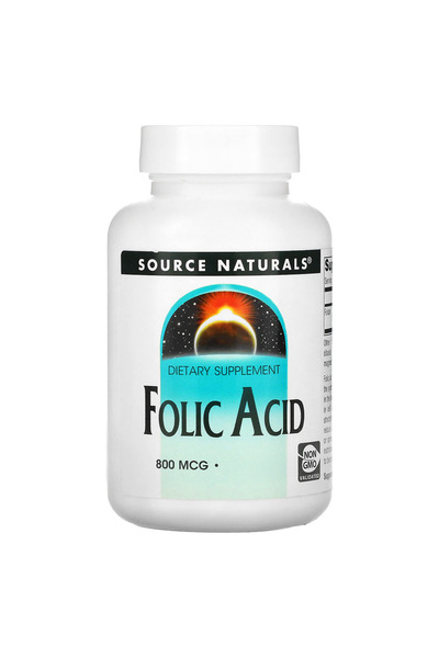 source naturals حمض الفوليك، 200 قرص، 800 ميكروجرام