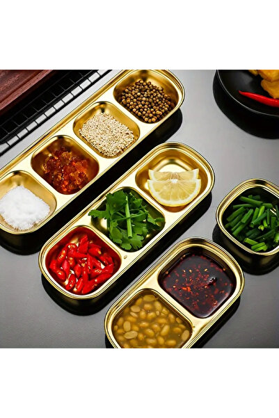 Ceykan 4 lü Takım Çok Yönlü Paslanmaz Çelik Servis Tabağı Atıştırmalıklar Soslar Baharatlar İçin Mükemmel |