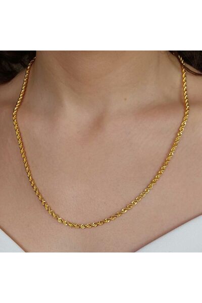 Altınbeyi ALTINBEYI 22 Ayar Altın Halat Burgu Zincir Kolye 55 Cm 9.72 Gr. (Kalınlık 3mm) ABY22ZC006