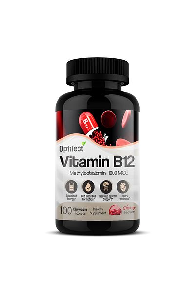 OptiTect Vitamin B12 Methylcobalamin, 100 Chewable Tablets, 1000 mcg
