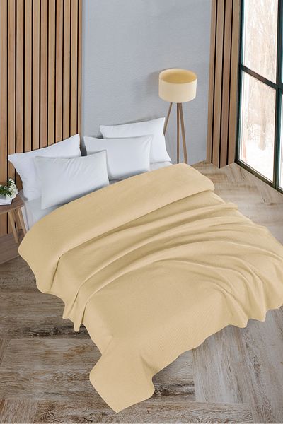 Evim Cotton Cotton Honeycomb Bedspread - Light Yellow 200X230 cm