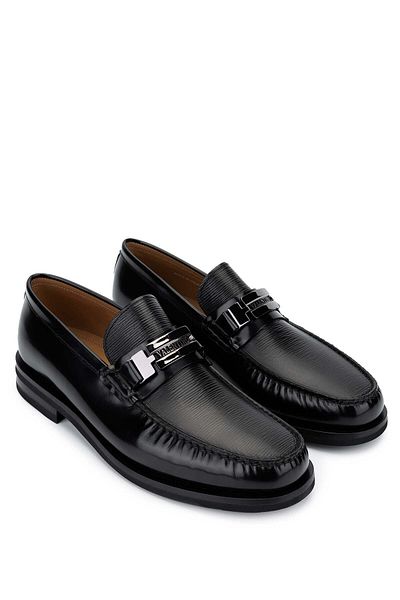 Valentino Men's Genuine Leather Black Loafer Shoes