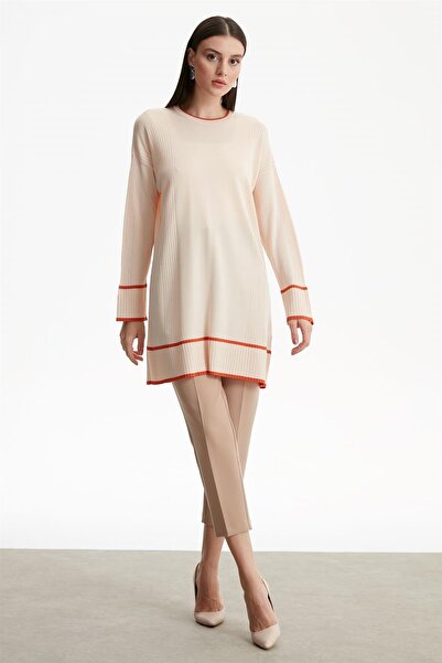 Tığ Triko Linie detaliată tunică din raion bej