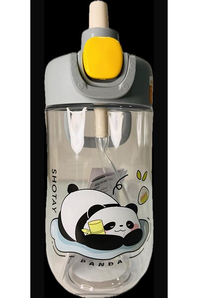 Shotay 500 ml Lockable Lid with Straw and Handle Bpa Free Animals Water Bottle Children's Flask