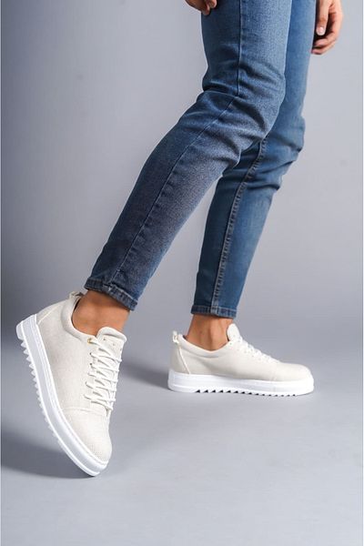 Zerenyus SLW152 - Ανδρικά αθλητικά παπούτσια Cool Linen με κορδόνια - BT White