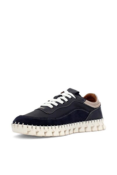 Celal Gültekin Kadın Lacivert Bağcıklı Dikiş Detaylı Süet Deri Sneaker