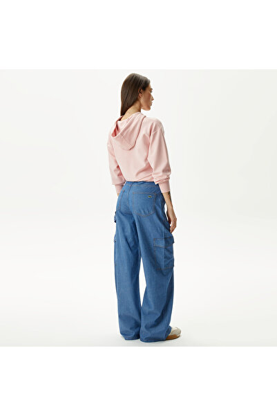Lacoste Kadın Loose Fit Mavi Jean Pantolon