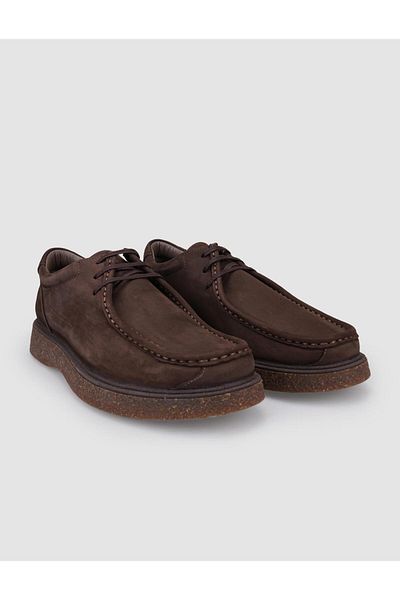 Cabani 100% Genuine Leather Brown Nubuck Lace-Up Men's Casual Shoes