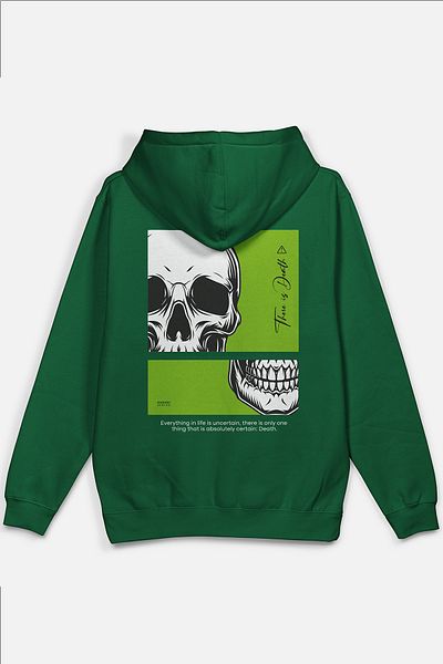 Overoz Πράσινη κουκούλα - Skull Skull Back Printed Oversize Φούτερ H1208