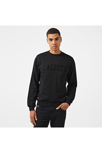 Lacoste Erkek Relaxed Fit Bisiklet Yaka Baskılı Siyah Sweatshirt