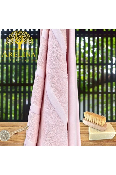 Arelina Textile %100 Organik Pamuk Açık Pembe Saçaklı 100x180 Banyo Ve Plaj H...