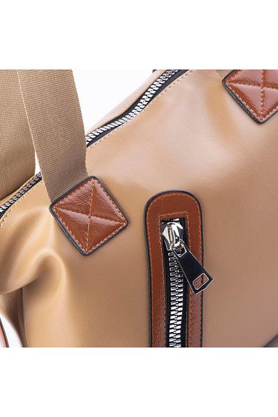 Nas Bag Geantă de umăr și crossbody pentru femei Mink Tan Nero (EN=38, BOY = 25)