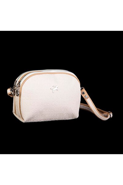 Nas Bag Kadın Çapraz Çantası Çift Gözlü Krem Camel Gofraj