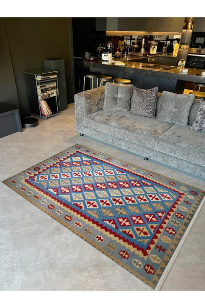 Rugs Modern Halı مجموعة مايا سجادة مزخرفة بحواف رمادية متعددة الألوان منقوشة ...