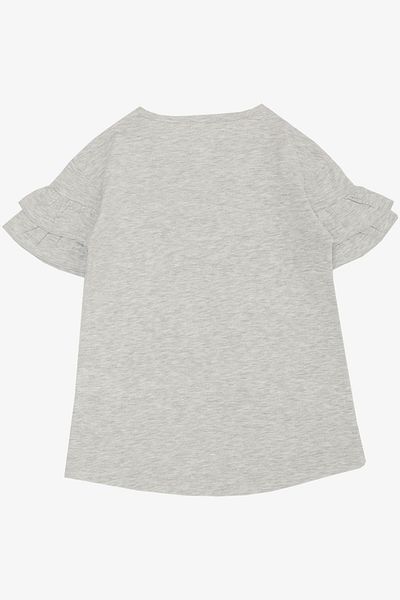 Breeze Tricou pentru fete 6-12 ani - tematică dragoste, sclipici și imprimat, gri deschis Melange