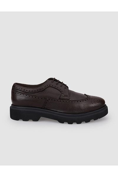Cabani 100% Genuine Leather Brown Lace-Up Men's Casual Shoes