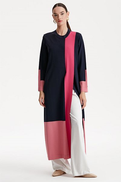Tığ Triko Colorful Rayon Knitwear Tunic Dress Navy Blue