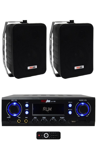 Lastvoice Black Wall Small Paket-1 Hoparlör ve Anfi Ses Sistemi Seti (1 ANFİ ...