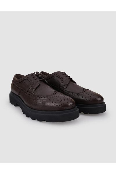 Cabani 100% Genuine Leather Brown Lace-Up Men's Casual Shoes