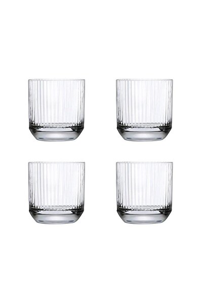 NUDE 64142 زجاج ويسكي زجاجي كريستالي كبير الحجم 320 سم مكعب - 4 قطع