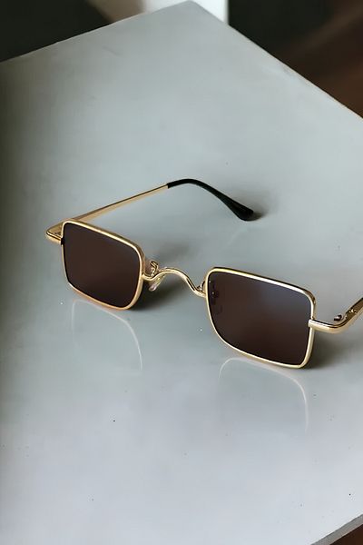 Eyesofia Classic Square Minimal Unisex Brown Sunglasses
