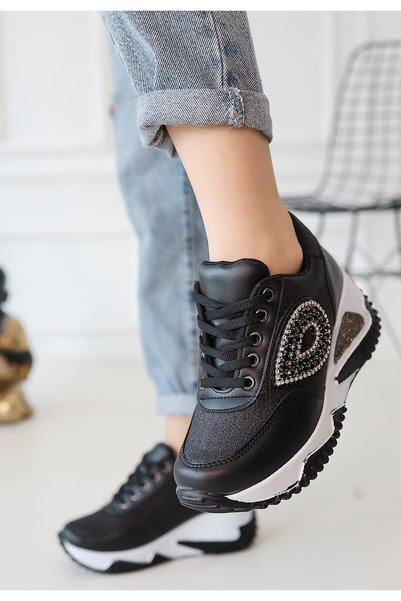 LEYDİ SHOES ROMA SİYAH TAŞLI SPOR