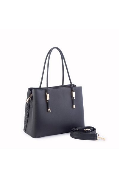 Nas Bag Geantă de damă cu paie neagră - purtare elegantă pe mână și pe umăr