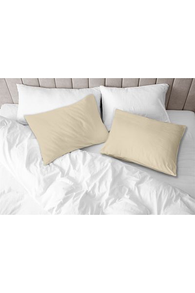Evim 100% βαμβακερή Akfil Beige Μαξιλαροθήκη Σετ 2 - 50x70 cm
