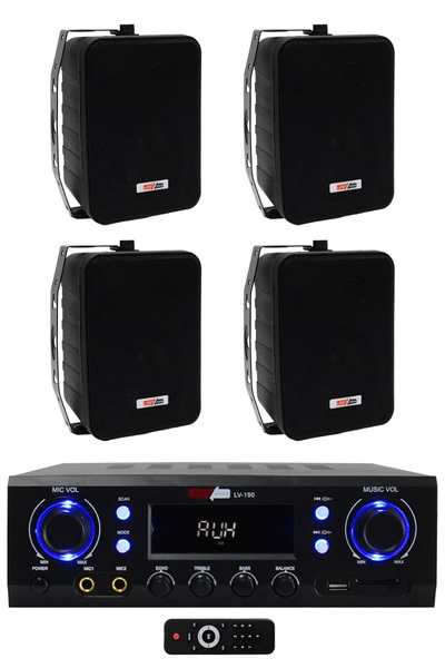 Lastvoice Black Wall Small Paket-2 Hoparlör Ve Anfi Ses Sistemi Seti (1 ANFİ ...