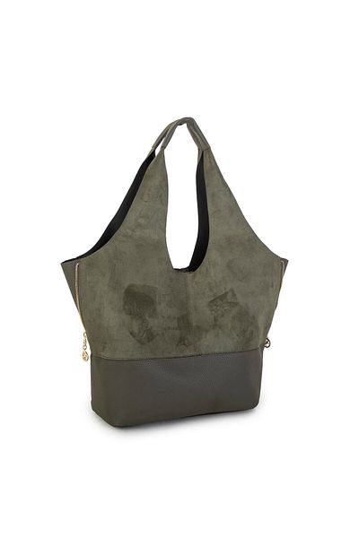Nas Bag Geantă de umăr casual pentru femei de mărime mare, piele de căprioară verde închis