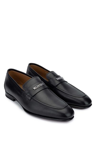 Valentino Men's Genuine Leather Black Loafer Shoes