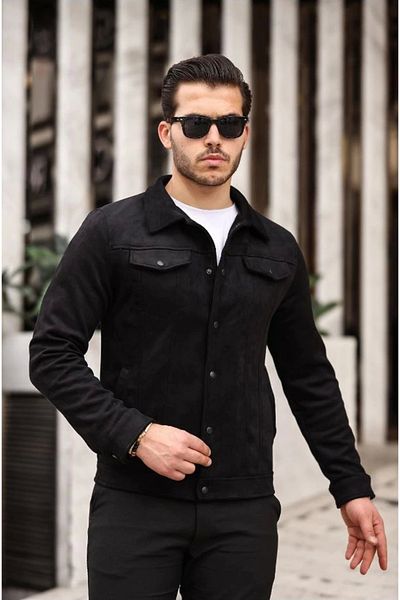 Booss Milano Men's Suede Black Coat - Spring Style