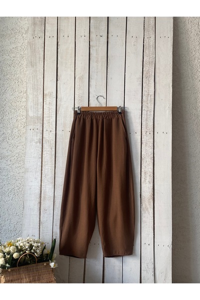 KÜÇÜĞÜM BUTİK Casual Brown Linen Trousers