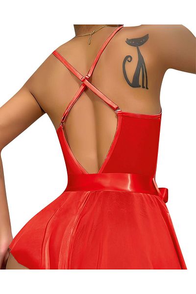 Cooqpoo Έκπτωση 50% Κόκκινο S/m-l/xl Μέγεθος Τούλι Διαφανές Floral String Babydoll