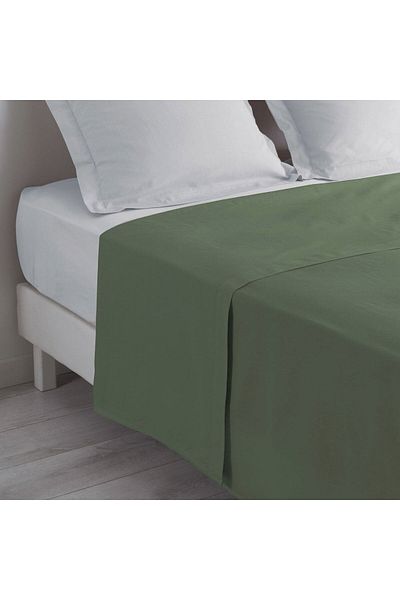 Maki Home ملاءة مسطحة من القطن باللون الأخضر الطحلب 240x260 مناسبة للأسرة المزدوجة