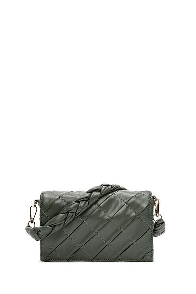 Derimod Women's Green Knitted Strap Printed Shoulder Bag 24Wbd 296326