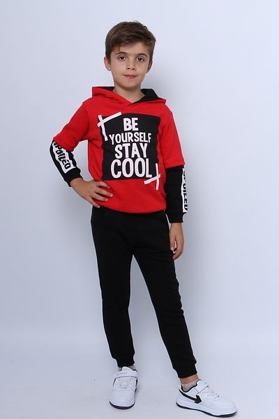 HÇM Boy's Tracksuit Set - 3 Thread, Printed, Hoodie, D32